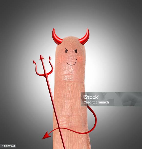 Devil On Finger Humor Contept Stock Photo - Download Image Now - Animal, Characters, Computer Graphic