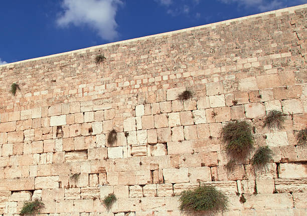 The stones of the Western wall (Wailing Wall), the Jewish shrine, at Jerusalem Old Town during the night in Israel.