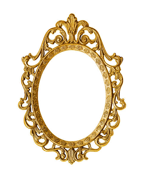 istock Intricate golden antique frame on white background  461880105