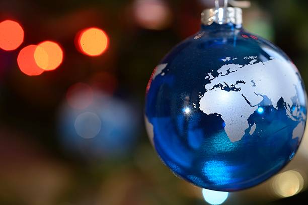 istock Blue Christmas ornament depicting the Earth 461880231