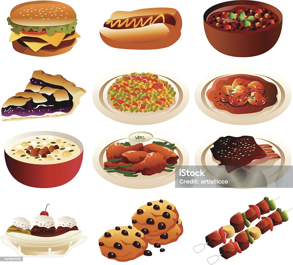 American food icons A vector illustration of American food icons Chili Pepper stock vector