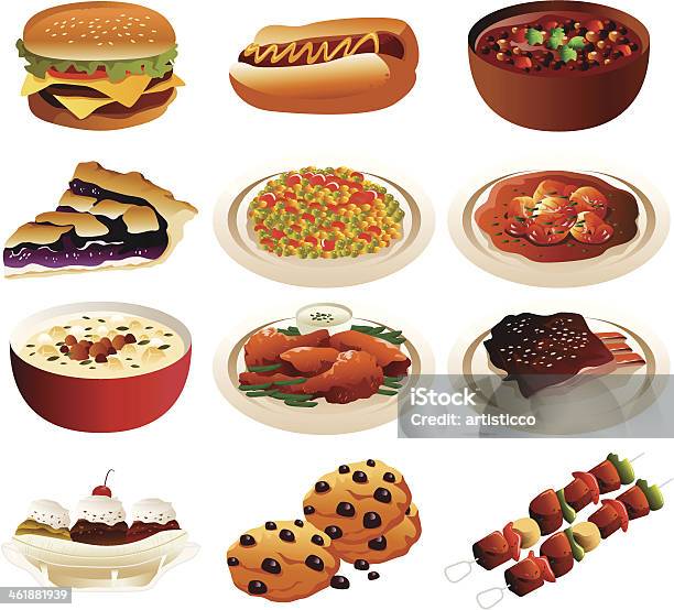 American Food Icons Stock Illustration - Download Image Now - Chili Pepper, Barbecue - Meal, Bowl