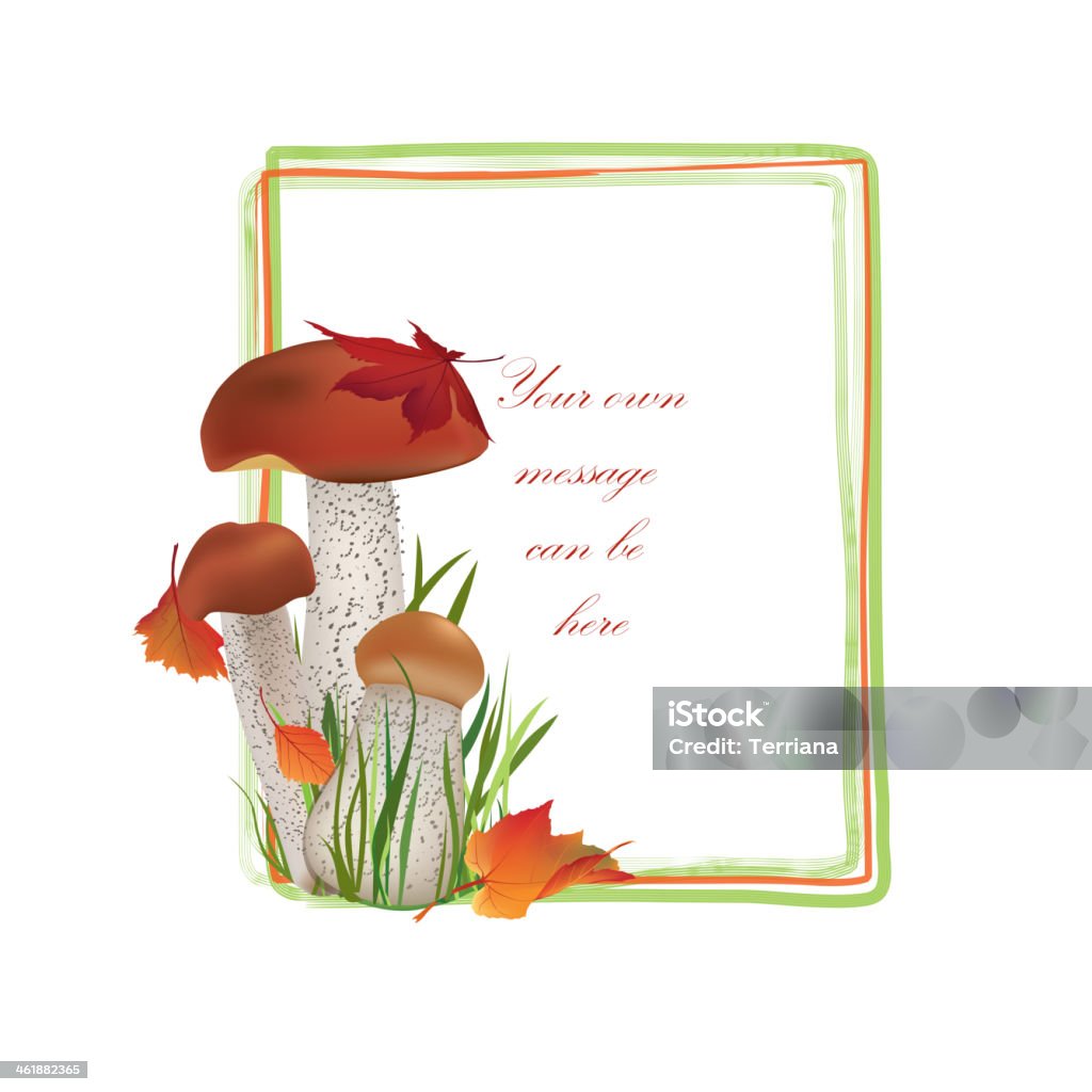 Herbst Floral Frame mit Pilzen. - Lizenzfrei Blatt - Pflanzenbestandteile Vektorgrafik