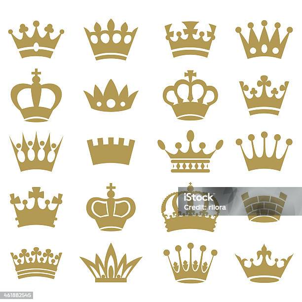 Crown Collection Vector Silhouette Stock Illustration - Download Image Now - Crown - Headwear, Queen - Royal Person, King - Royal Person