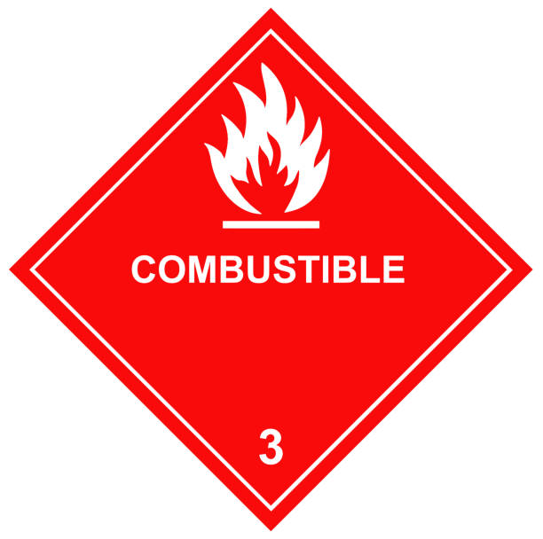 istock Red flammable liquids diamond label 461882729