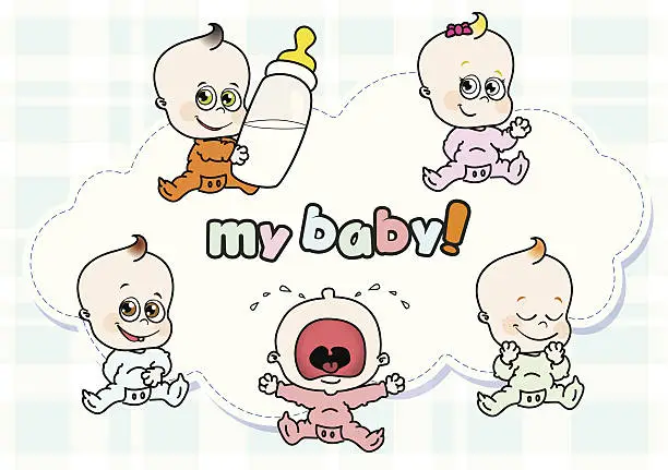 Vector illustration of Cute babies