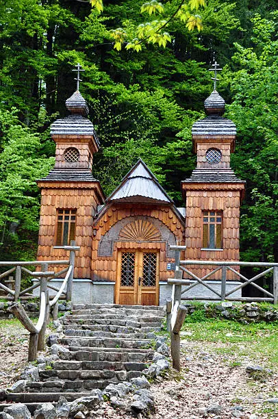 Russian Chapel on the Vrsic-Pass, war memorial in the Slovenian Alps