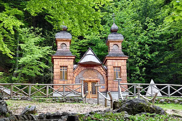 Russian Chapel on the Vrsic-Pass, war memorial in the Slovenian Alps