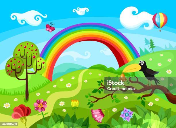 Background Stock Illustration - Download Image Now - Backgrounds, Rainbow, Bell