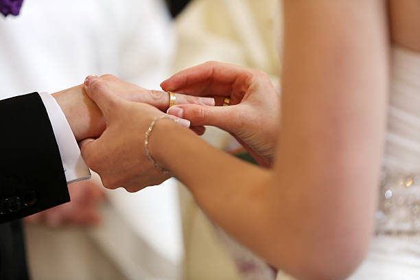 istock A couple exchanging vows and wedding rings 461887697