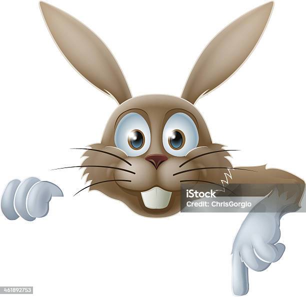 Easter Bunny Pointing At Banner Stock Illustration - Download Image Now - Rabbit - Animal, Animal, Animal Body Part