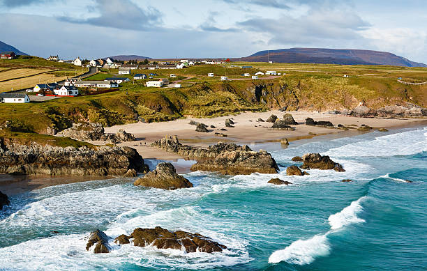 Sango Bay Sango Bay beach at Durness one of scotlands stunning North Atlantic beaches located in the northwest scottish Highlands sutherland scotland stock pictures, royalty-free photos & images