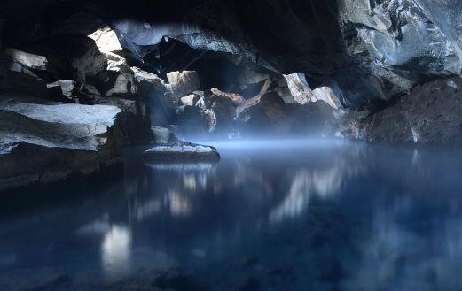 Hot spring in cave.