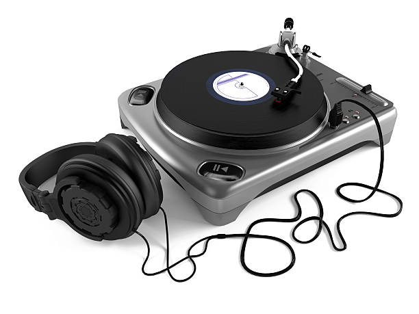 istock Vinyl dj player with headphones. Turntable 461907423