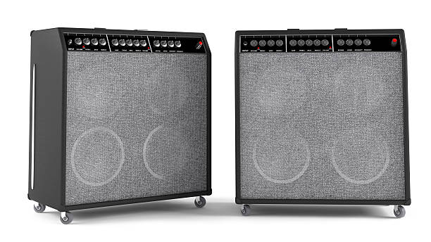 istock bass guitar amplifier isolated. Two points of view 461907507