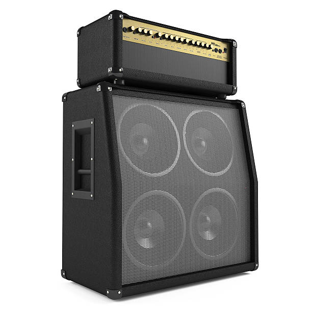 bass guitar amplifier isolated. Two points of view