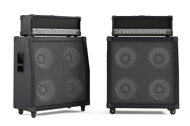 istock bass guitar amplifier isolated. Two points of view 461907539