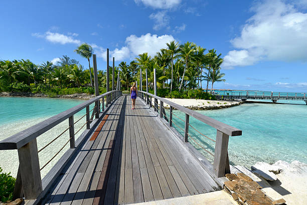 istock woman on vacation in Bora-bora 461909345