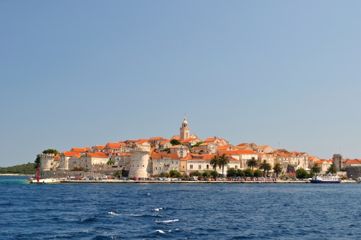 Old town with port of Korcula, Croatia
