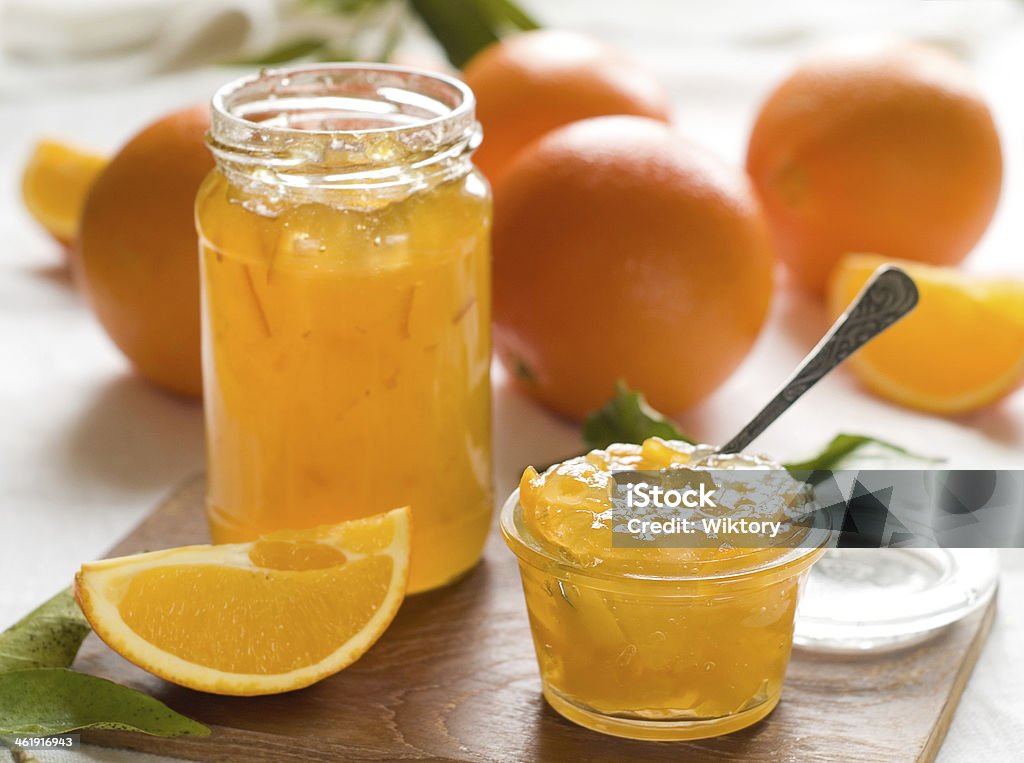 Citrus jam Citrus jam in glass jar, selective focus Breakfast Stock Photo