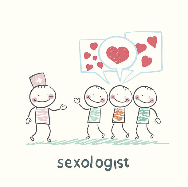 Sex therapist listens to patients who speak about love vector art illustration