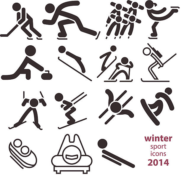 bildbanksillustrationer, clip art samt tecknat material och ikoner med winter sport icons - cross country skiing