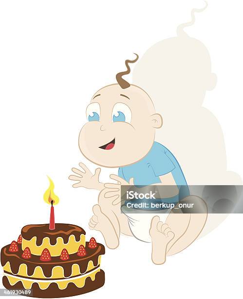 Dziecka Urodziny - Stockowe grafiki wektorowe i więcej obrazów 12-23 miesięcy - 12-23 miesięcy, 18 do 23 miesięcy, Ciasto