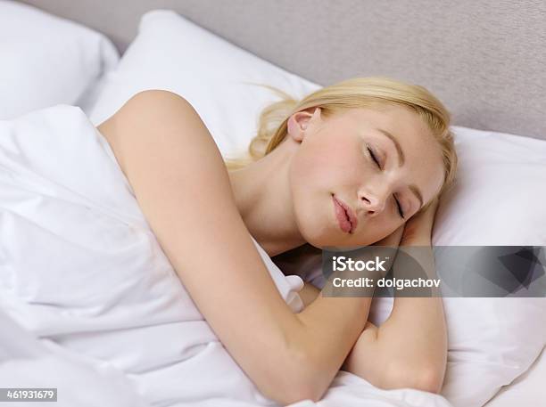 Beautiful Woman Sleeping In Bed Stock Photo - Download Image Now - Adult, Adults Only, Beautiful People