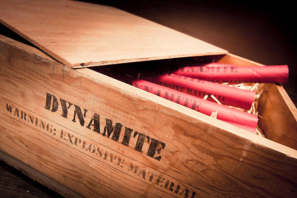 istock high contrast photo of dynamite sticks on a box 461931697