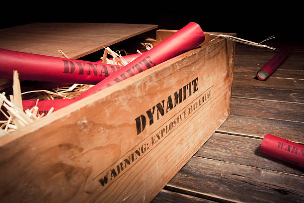 istock high contrast photo of dynamite sticks on a box 461931701