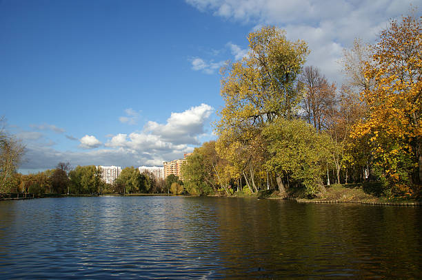 istock autumn landscape with a pond, Vorontsov Park, Moscow, Russia 461935493
