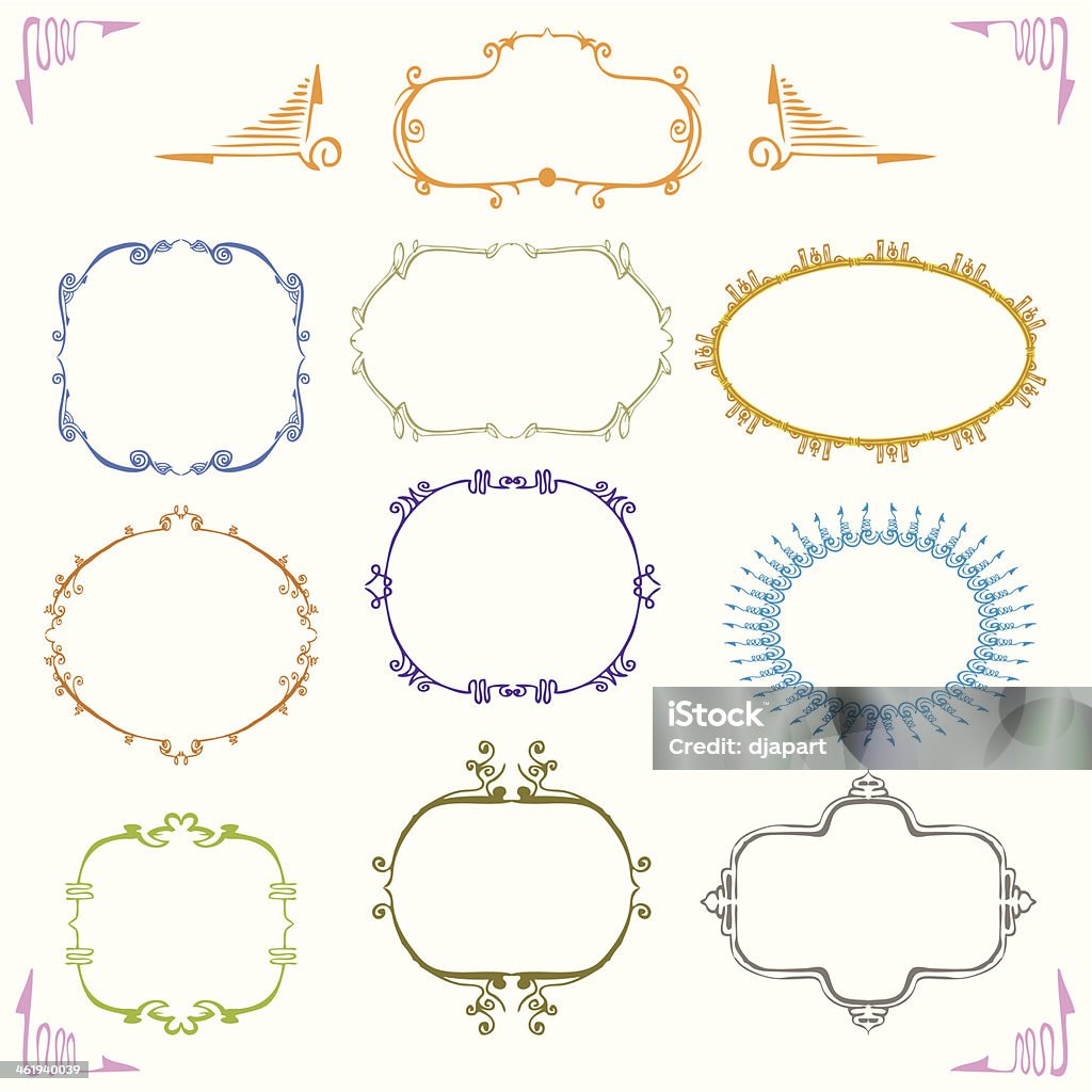 label and page border hand draw set label and page border hand draw set, in EPS 10 and JPEG files Antique stock vector