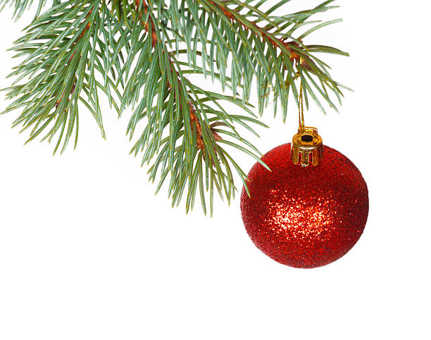 istock Red ball on the branch of Christmas tree 461941125
