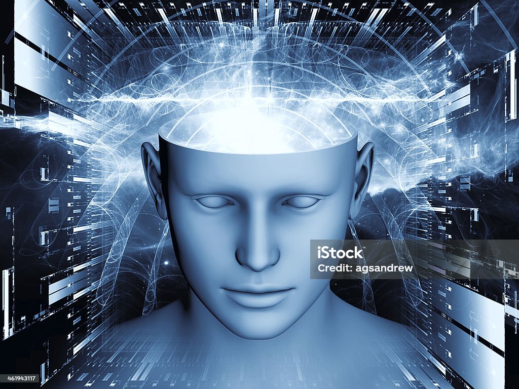 Synergies of the mind abstract graphic Background design of human head and symbolic elements on the subject of human mind, consciousness, imagination, science and creativity Smoking - Activity Stock Photo