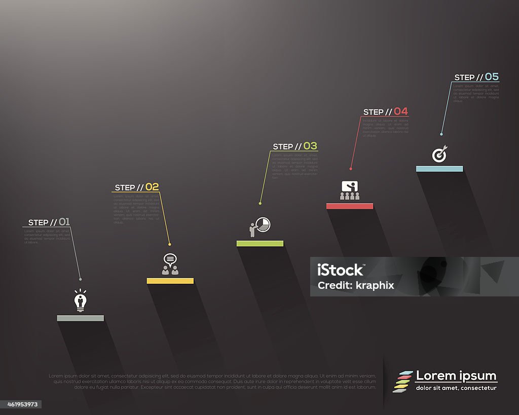 stair Schritte zum Erfolg auf grauem Hintergrund, Vektor-design-Vorlage - Lizenzfrei Der nächste Schritt Vektorgrafik