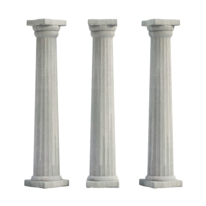 Three Greek Doric Columns Isolate On White