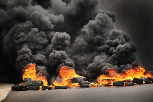 Burning tires causing toxic pollution