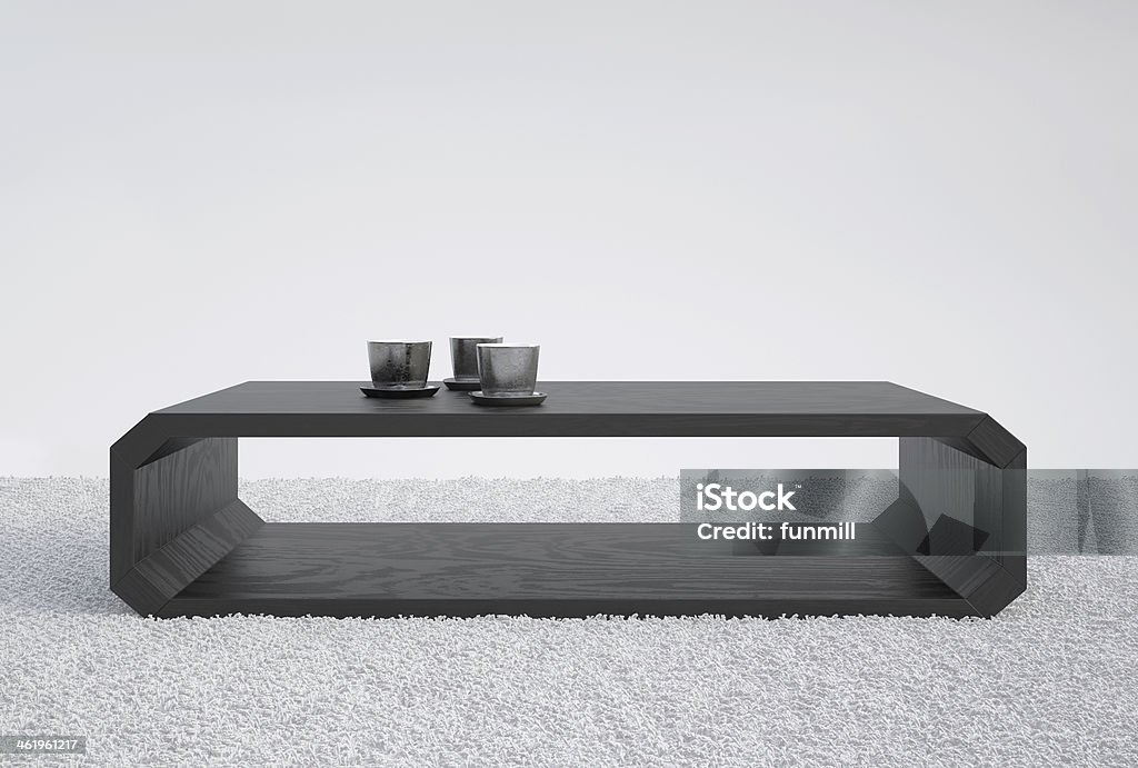 リトルブラックの木製テーブル - カップのロイヤリティフリーストックフォト