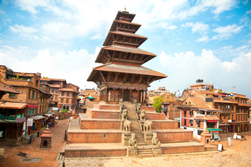 Nyatapola Pagoda on Taumadhi Square in Bhaktapur, Kathmandu Valley, Nepal.