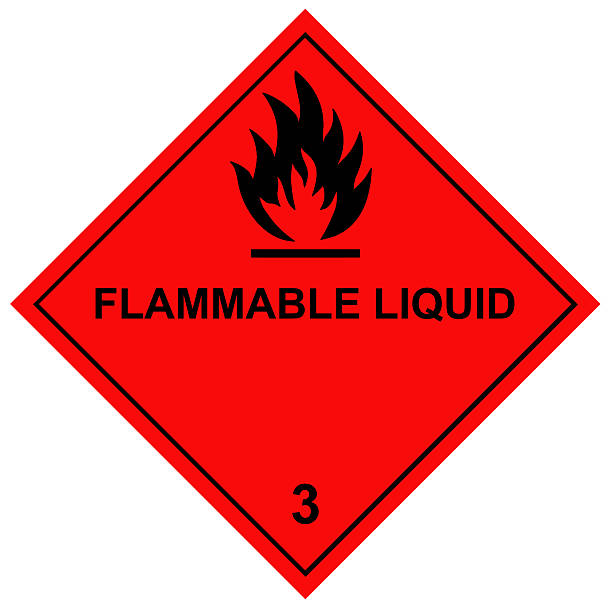 Flammable Liquids Diamond Label with Black Font The heading of Class 3 covers substances and articles containing substances of this Class which: flammable photos stock pictures, royalty-free photos & images