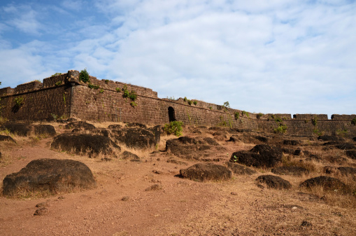 Ruins of Chapora fort,located in Bardez,near Vagator village, Goa state, India