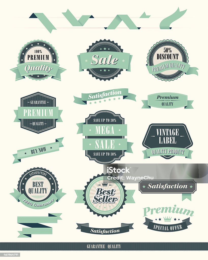 Vintage Style Badge & Ribbons Vector illustration of badge and ribbons in vintage style Award Ribbon stock vector