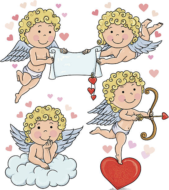 Cupids kids 2 vector art illustration