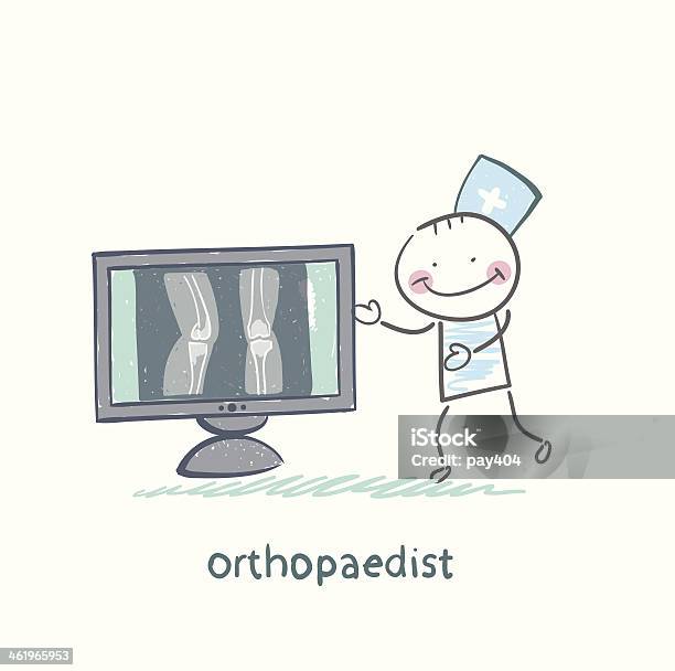 Zawodu Ortopedą Na Monitor Pokazuje Xray - Stockowe grafiki wektorowe i więcej obrazów Badanie lekarskie - Badanie lekarskie, Dotykać, Grafika wektorowa