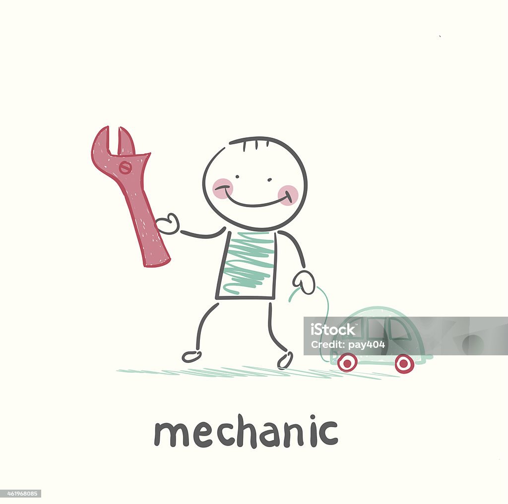 Mechanic Key Vector Mechanic Holding A Key Stock Illustration - Download Image Now - Adult ...