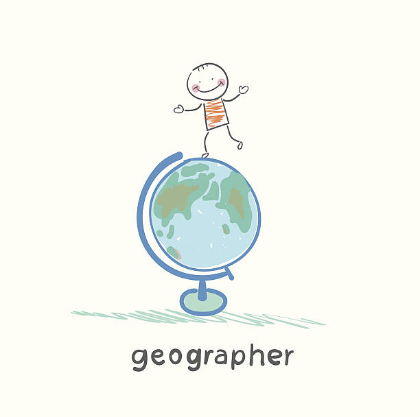 geographer is on the globe vector art illustration