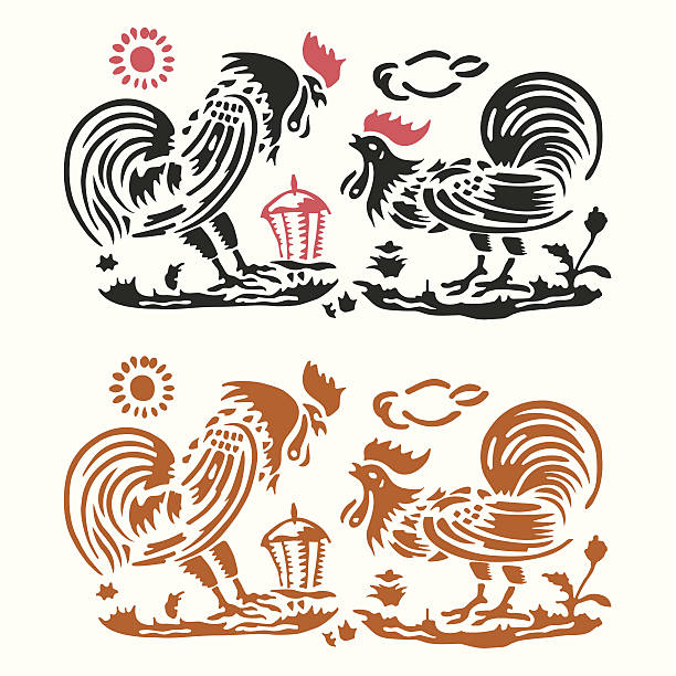 illustrazioni stock, clip art, cartoni animati e icone di tendenza di paesaggio agricolo roosters in - romagna