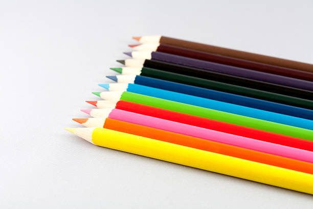 istock Color pencils on gray background 461970345