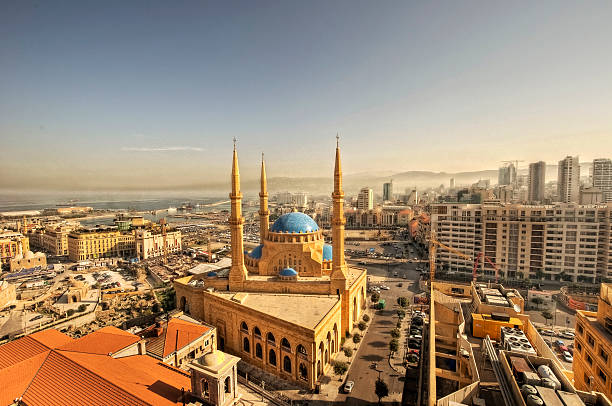 Beirut downtown cityscape & Mohammad al amin mosque Beirut downtown cityscape & Mohammad al amin mosque minaret photos stock pictures, royalty-free photos & images