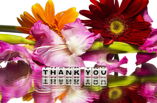 istock Thank you with red and pink flowers 461981713